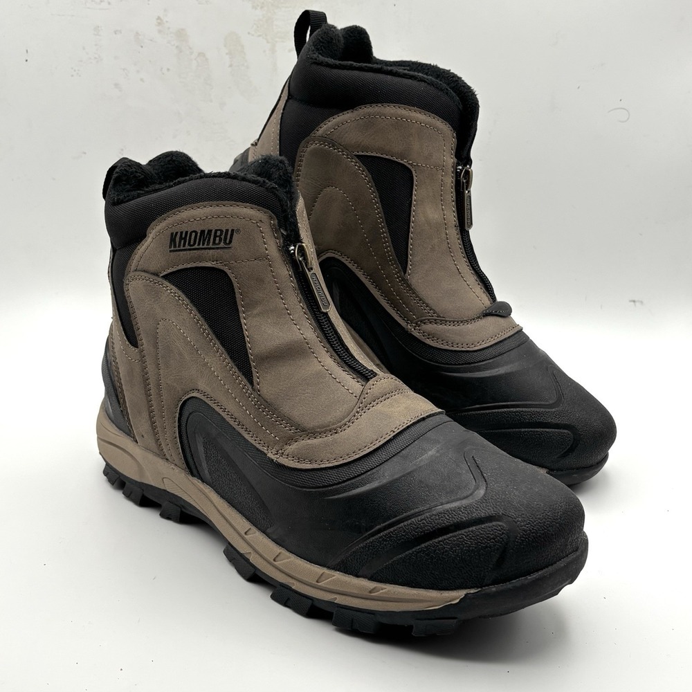Khombu Men's Cliff Brown Cushioned Winter Boots Zipper Closure Size 11M